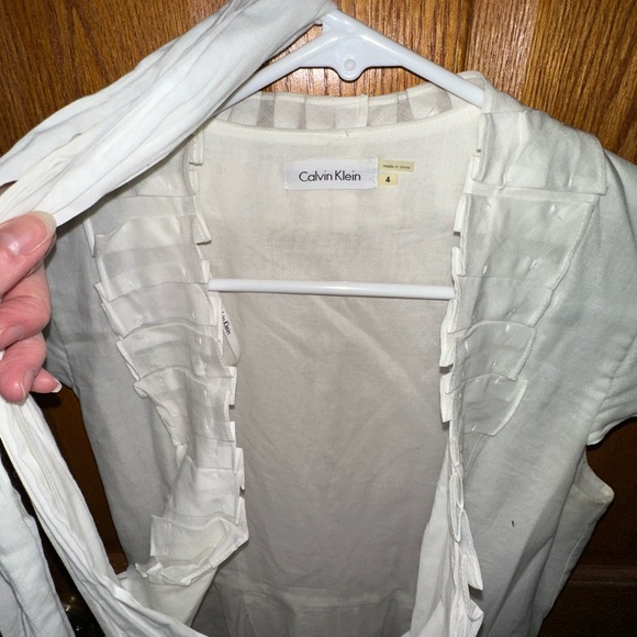 Calvin Klein White Linen Wrap Dress - Picture 4 of 4